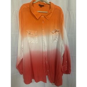 Roamans‎ Womens 38 Long Sleeve Gradient Orange Blouse